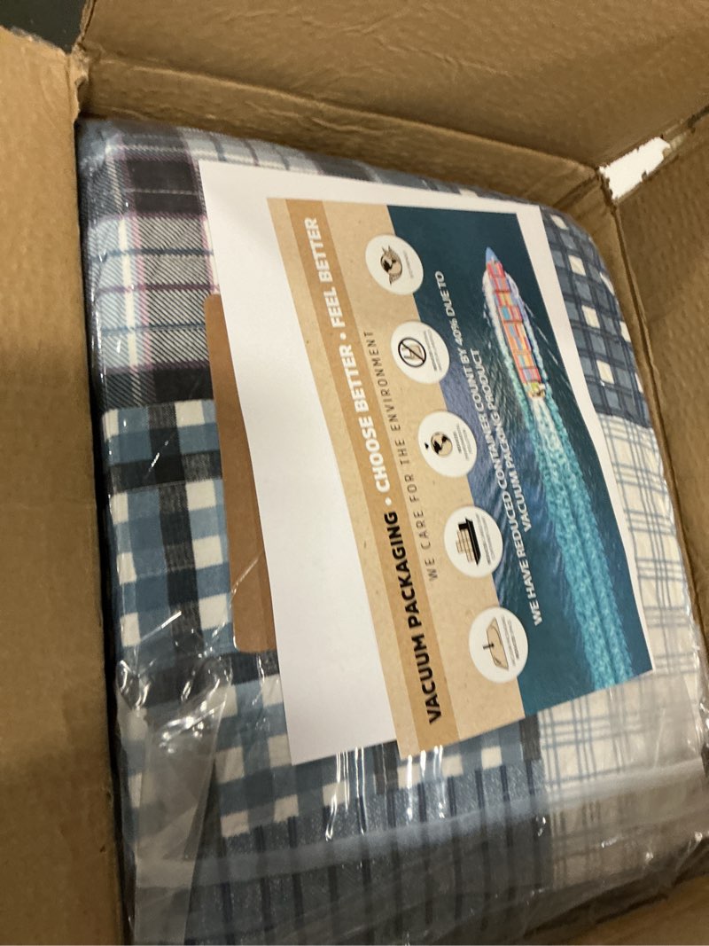 Condition photo showing New/Like New for Eddie Bauer - King Quilt Set, Reversible Cotton Bedding with Matching Shams, Patchwork Plaid Bedding