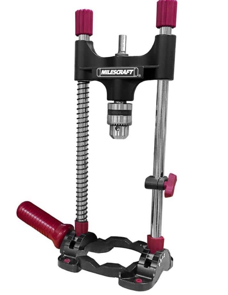 Milescraft 1318 DrillMate Portable Drillling Guide – Precision Drilling Jig Attachment for Drilling Angled or Straight Holes  Adjustable Drill Guide Attachment  Portable Drill Press with 3/8” Chuck