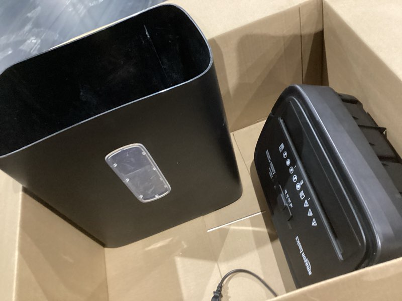 Condition photo showing Good Condition for used amazon basics 8-sheet cross cut paper shredder and credit card shredder - black 8 sheet black