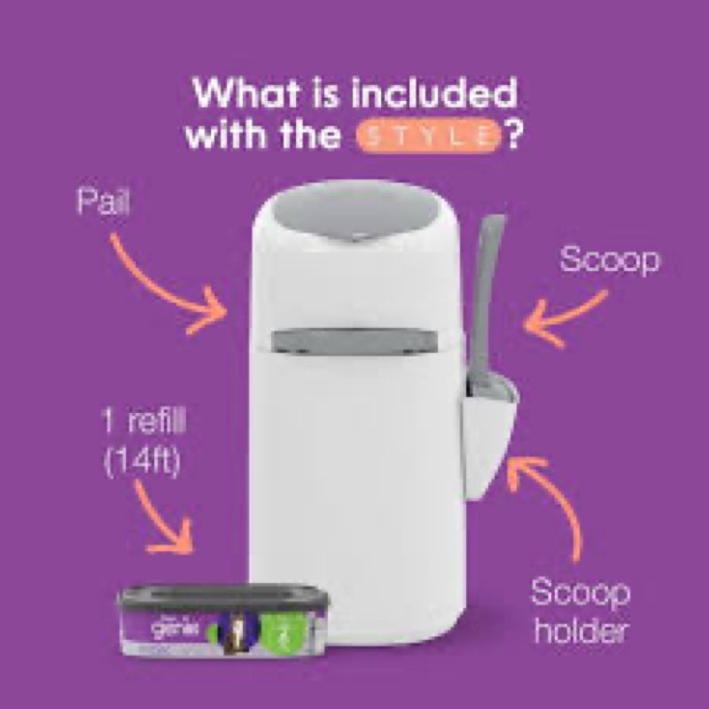 Litter Genie Style Cat Litter Disposal System for Odor Control, Includes One Starter Refill, 14 ft