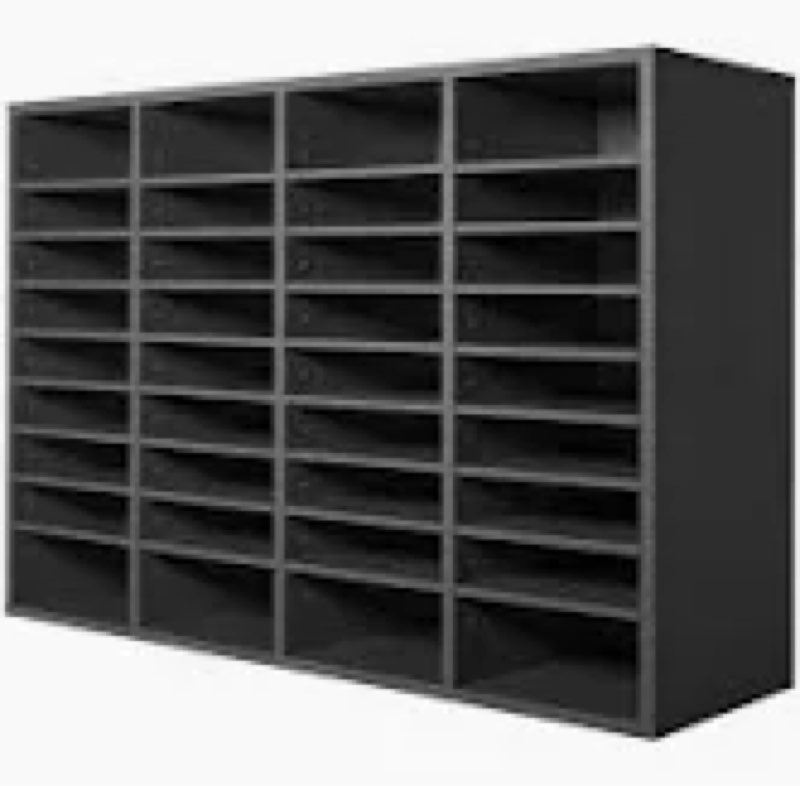 vevor literature organizer, 5 compartments office mailbox with adjustable shelves, wooden mailbox sorter medium density fiberboard office home classroom storage for files, documents, papers, grey grey 5 compartments