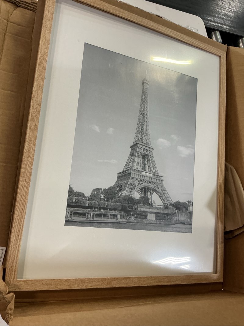 Condition photo showing As Is for upsimples 16x20 picture frame, display pictures 11x14 with mat or 16 x 20 without, wall hanging poster frame, natural style, 1 pack natural style 16x20