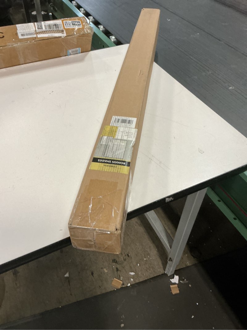 Condition photo showing As Is for No Tools No Drill Cordless Roman Shades for Indoor Windows 100% Blackout, for Window Size 43" W × 64" H Beige Beige 43" W × 64" H