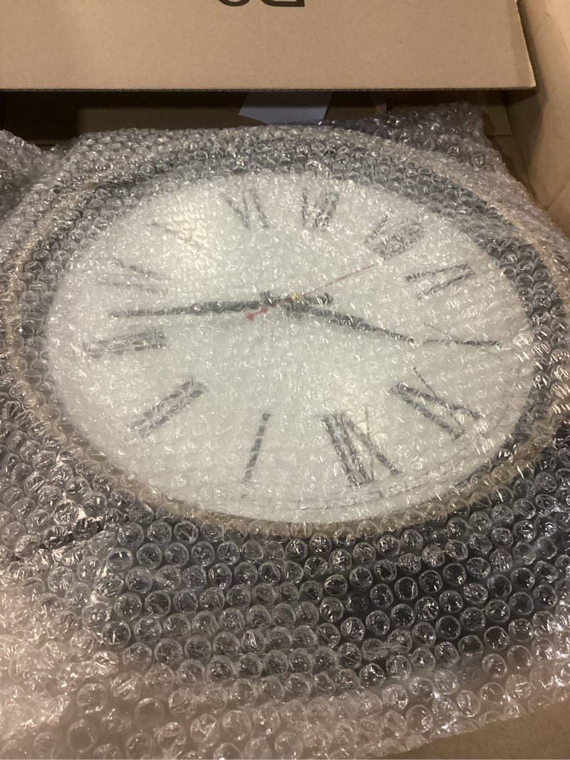 Condition photo showing Good Condition for bernhard products extra large wall clock, 18 inch, dark brown, quartz silent, battery operated, non-ticking, decorative roman numeral, stylish clock, accurate timekeeping