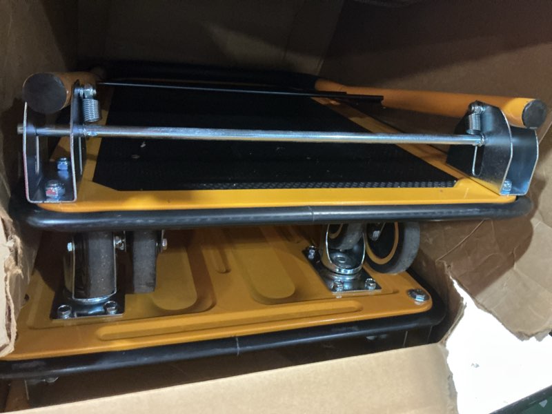 Condition photo showing Good Condition for simpli-magic push cart dolly, 330 lbs – foldable moving platform hand truck – easy storage, 360 degree swivel wheels flat bed cart 330 lbs standard