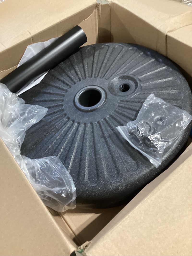 Condition photo showing As Is for jearey 22l patio umbrella stand, outdoor umbrella base water filled stand, patio outdoor umbrella holder (black)
