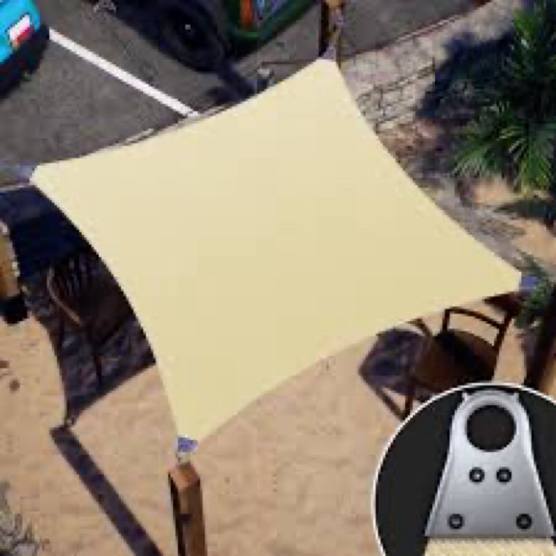 shademart 28' x 28' x 28' beige sun shade heavy duty triangle shade sail, custom size super ring can