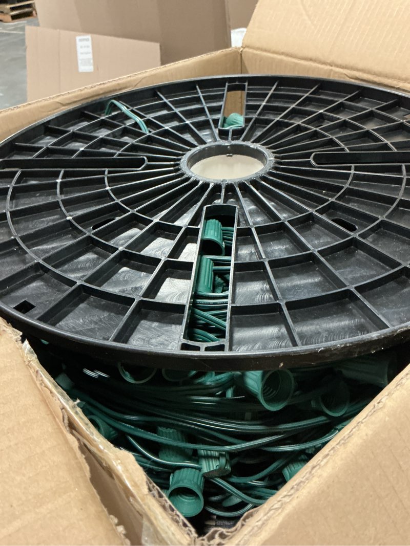 Condition photo showing Good Condition for C9 Christmas Lights Cord Outdoor - C9 Light Socket Set Wire Spool with E17 Sockets 500FT House Trim - for Pathway Tree Commercial Grade Light 12" Spacing Green Wire Stringer with 10 Pairs Plugs