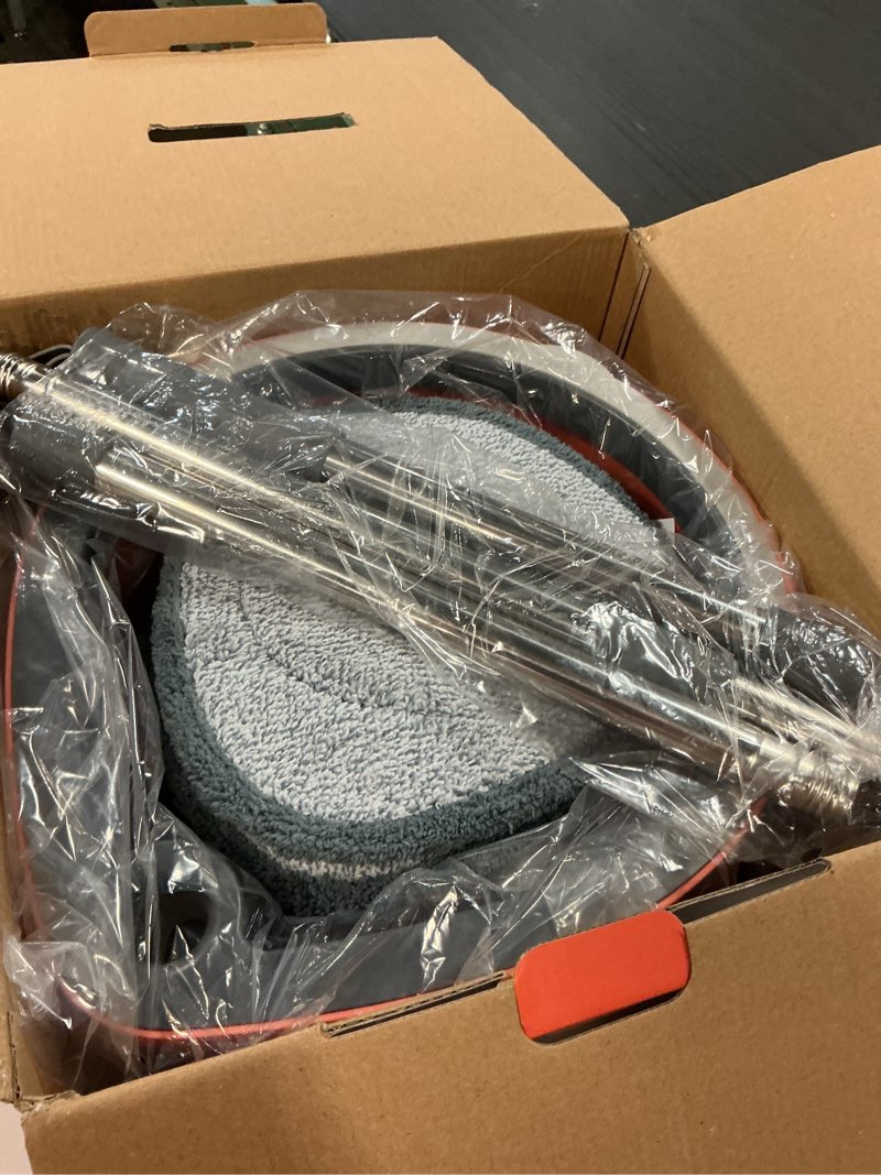 Condition photo showing Good Condition for Spin Mop & Tear Drop Bucket Set with 3 Pads - Dual Compartment Design for Clean & Dirty Water, 360° Swivel Mop Head, Built-in Scrubbing Brush, Stainless Steel Handle