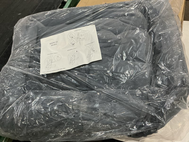 Condition photo showing New/Like New for grezone folding comfy saucer chair,soft faux portable folding bedroom chair for bedroom, dorm rooms, apartments, lounging, garden,grey square grey