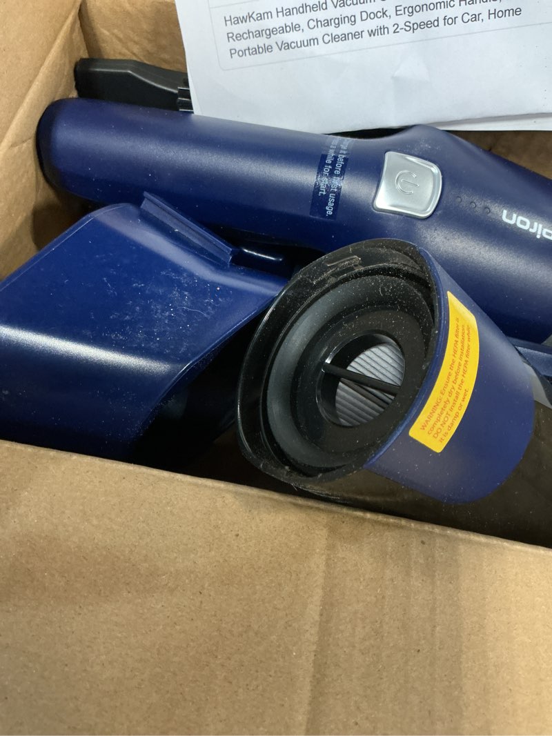 Condition photo showing As Is for handheld vacuum cordless, 24kpa powerful car vacuum, rechargeable, charging dock, ergonomic handle, 2-in-1 crevice tool, 1.8lb portable vacuum cleaner with 2-speed for car, home