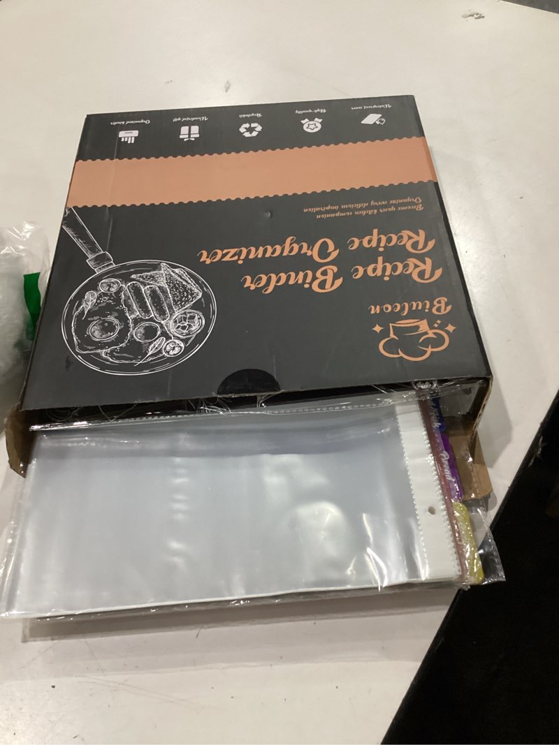 Condition photo showing New/Like New for Recipe Binder 8.5"x11" 3 Ring Set, Waterproof Full Recipe Book Binder with Plastic Sleeves, Recipes, Dividers & Labels, Blank Recipe Card Book to Write in Your Own Recipes ?blackboard Painting