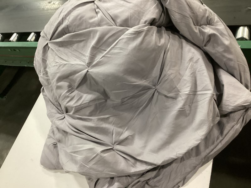 Condition photo showing As Is for Bedsure Queen Comforter Set Grey - Bed in a Bag Queen Size Bedding 7 Pieces, GentleSoft™ Pintuck Bed Set Gift for Family, Pinch Pleat All Season Comforter with Sheets, Pillowcases & Shams Queen 01 - Grey
