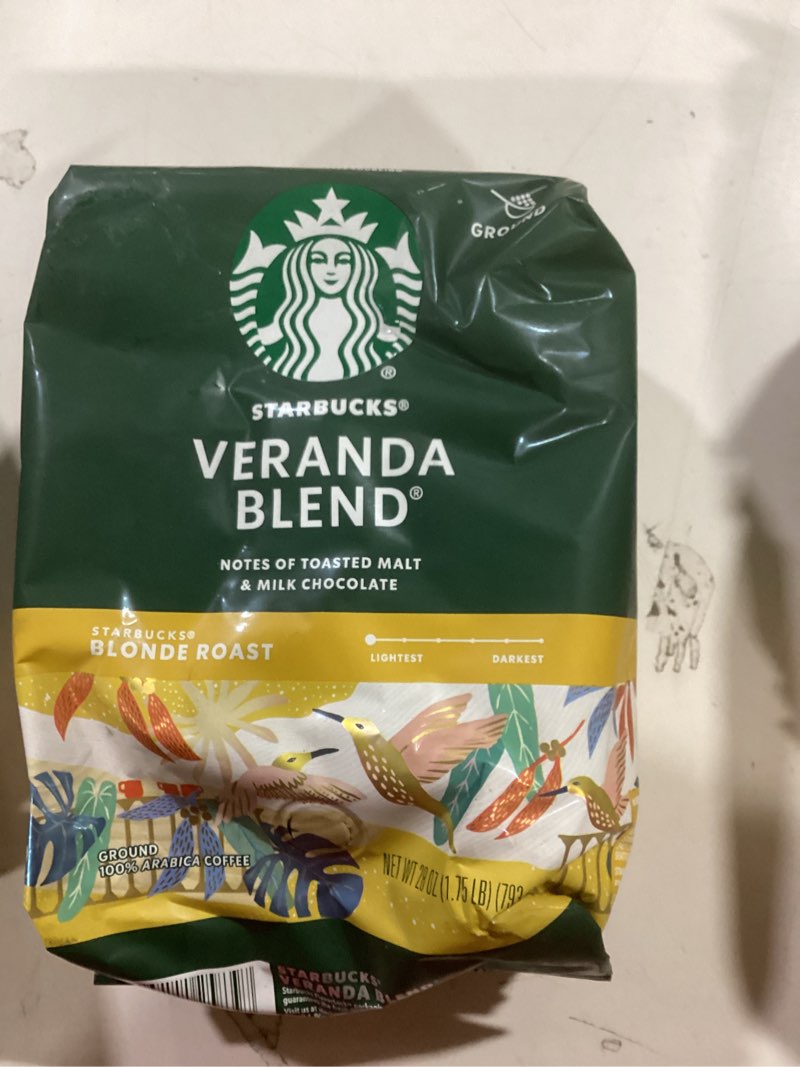 Condition photo showing New/Like New for Starbucks Ground Coffee, Starbucks Blonde Roast Hot or Iced Coffee, Veranda Blend, 28 oz Veranda Blend 1.75 Pound (Pack of 1)