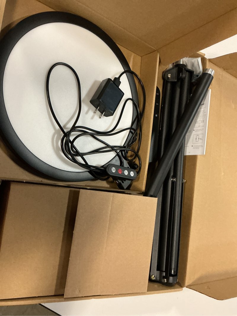 Condition photo showing Good Condition for Weilisi 10.5" Ring Light with 69" Tripod Stand and Phone Holder Kit, Full-Screen Zoom Lighting for Video Recording, Makeup, Live Stream, Dimmable LED Selfie Ring Light Tripod for iPhone with Remote