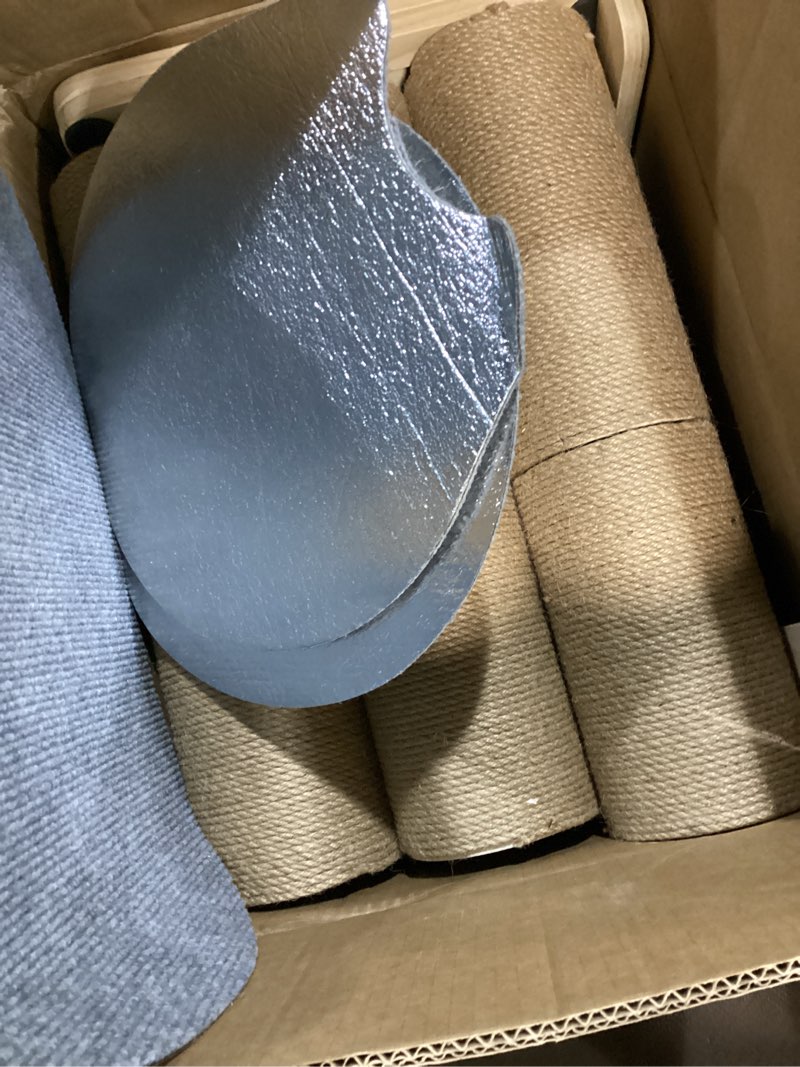 Condition photo showing Good Condition for floor to ceiling cat tree height (50-120in) adjustable cat tower 5 tier hemp scratching post high cat tree sturdy activity tree indoor outdoor cat scratching post activity center 5-tier cat tree