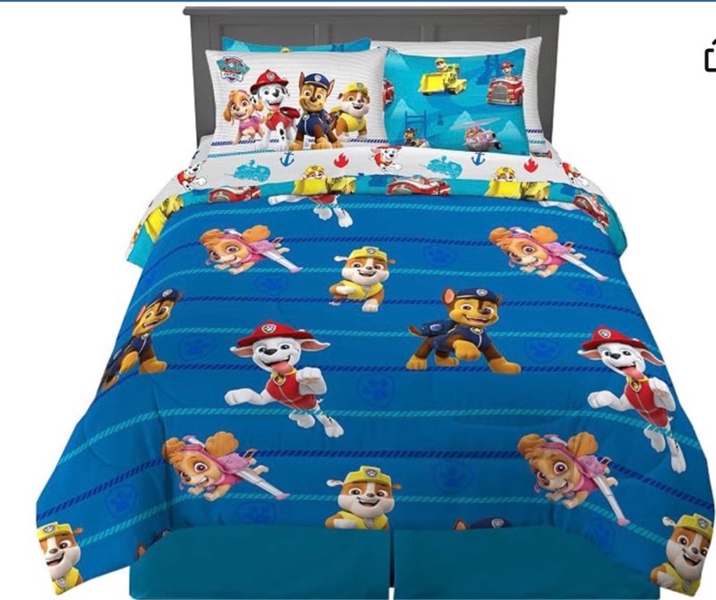 franco kids bedding super soft comforter and sheet set with sham, 7 piece full size, paw patrol movi