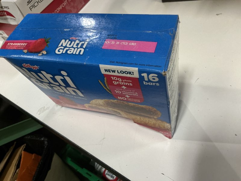 Condition photo showing Good Condition for (Best if used by Nov 20 25)Nutri-Grain Soft Baked Breakfast Bars, Kids Snacks, Value Pack, Strawberry, 20.8oz Box (16 Count) 