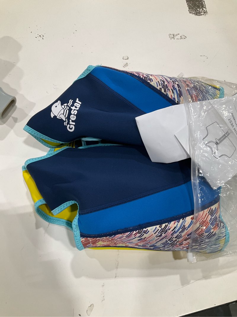 Condition photo showing Good Condition for toddler swim vest, kids swim training vest toddler floaties for boys girls age 2-9, neoprene swimming aid with adjustable buoyancy & safety strap blue s(1-3yrs/33-41lbs)