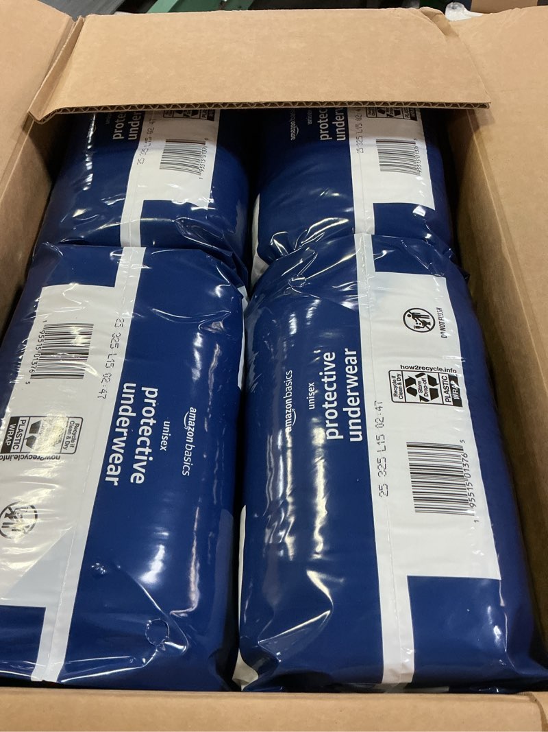 Condition photo showing New/Like New for amazon basics unisex protective underwear, overnight absorbency, extra large, 48 count, (4 packs of 12) extra large 48.0