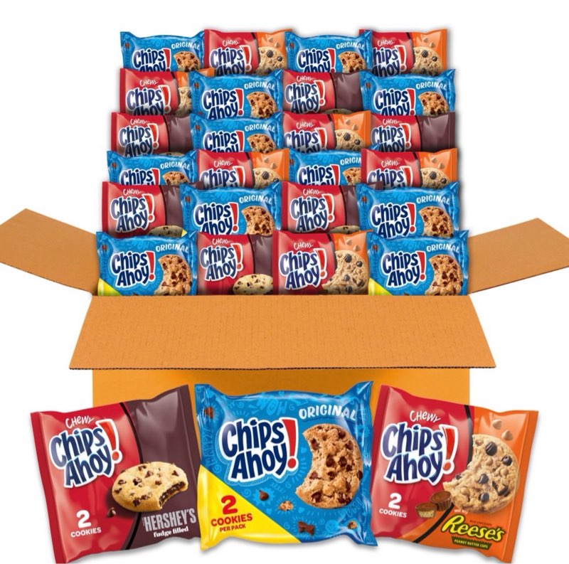 CHIPS AHOY! Cookie Variety Pack, Original Chocolate Chip, Chewy Chocolate Chip w/Reese's Peanut Butter Cu,BB/08/Jan/2026