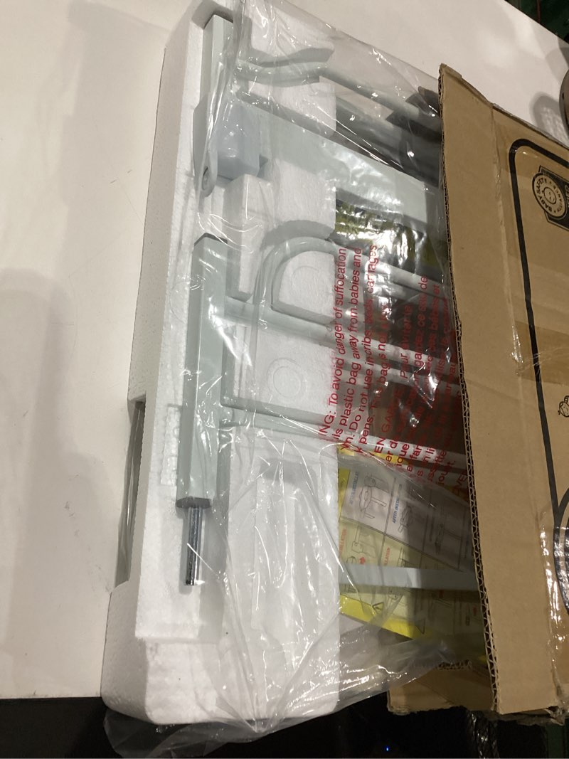 Condition photo showing Good Condition for regalo safety 29-38.5" baby gate for doorways & bottom of stairs, pressure mounted baby gate with door for babies, toddlers & pets, tested & safe for 30 years, american designed, american owned, white white 29-38.5"w x 30"h