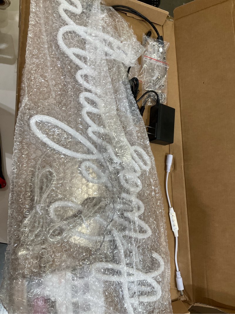 Condition photo showing As Is for large 36" neon sign 'it was always you' neon night with dimmable wall decor for bedroom living room bar party club wedding girls birthday wall light decor reusable warm white custom neon signs