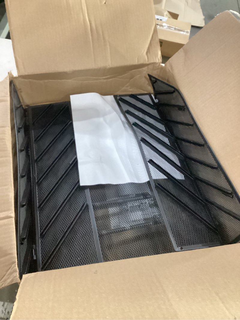 Condition photo showing As Is for 15-tier wall file organizer, wall file holder mesh mail organizer for papers, folders, letters, magazine rack for office home classroom, black 2 pack 15tier-black-2pack