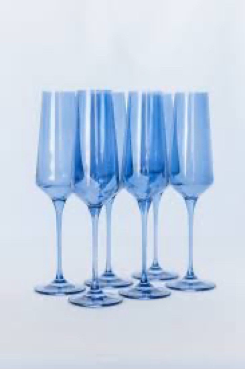 12 Pieces Blue Champagne Flutes 6 OZ Straight Sided Wine Glasses Champagne Long Stem Drinking Colore