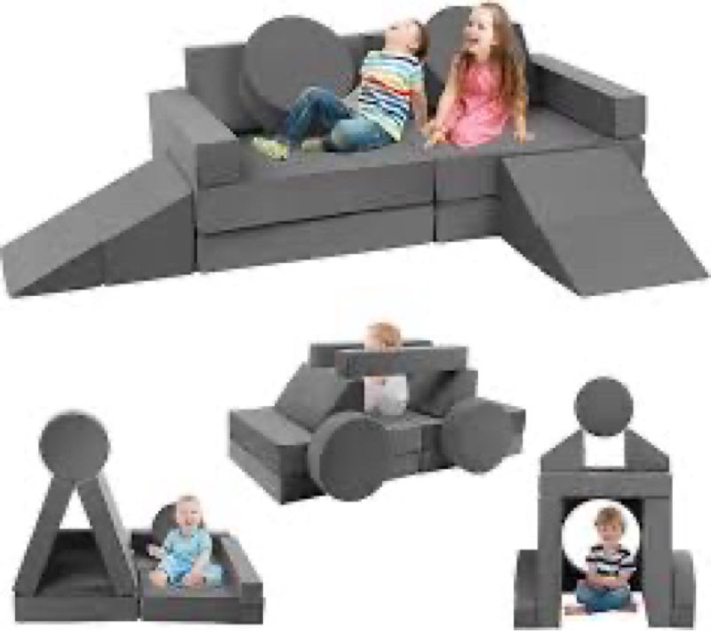 Edbuosy Toddler Couch Kids Sofa Modular - 18pcs Children Couches Building Fort, Convertible Foam Pla