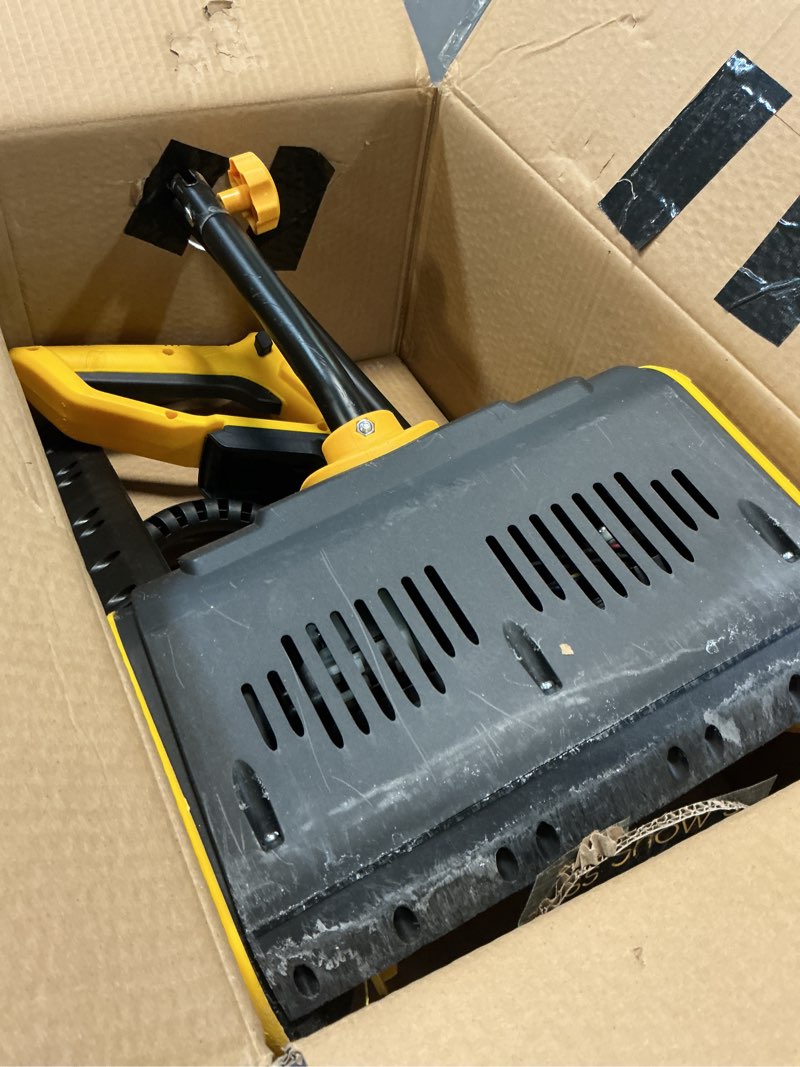 Condition photo showing As Is for Cordless Snow Shovel, 20V Electric Snow Blower Compatible with De-Wait(No Battery), 13.5 Inch Cordless Snow Removal Shovel with Directional Plate - Yellow No Battery-Yellow