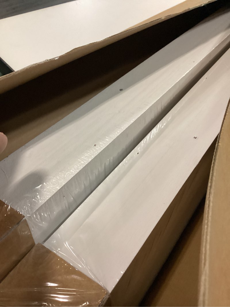 Condition photo showing Good Condition for Forbena 48 Inch Floating Shelves for Wall Set of 4, Large White Picture Ledge Shelf for Living Room Photo Frames, Extra Long Wood Wall Shelves with Lip for Bedroom Hallway Office Nursery Kids Books 48 Inch White