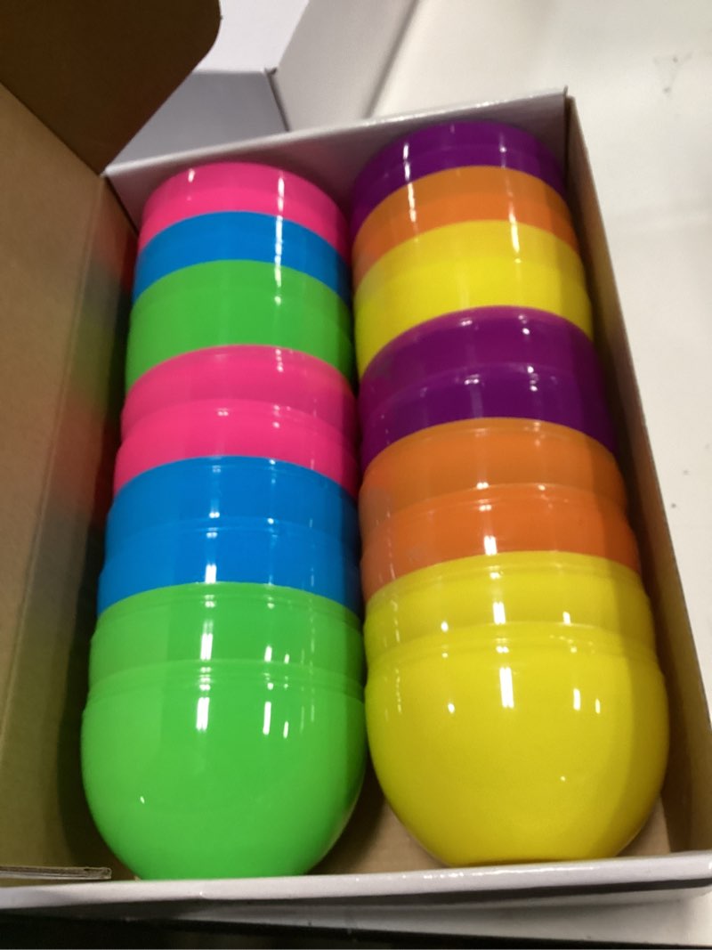 Condition photo showing New/Like New for 12 pcs jumbo easter eggs 6 inch colorful giant plastic eggs bulk fillable for easter hunt basket stuffers fillers filling treats easter party favors classroom prize supplies for kids boys girls
