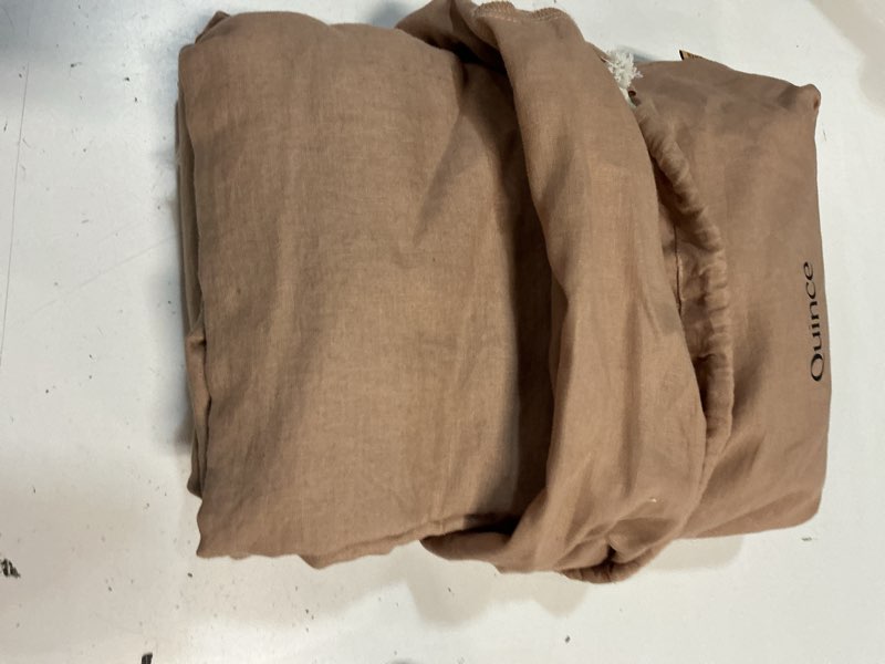 Condition photo showing As Is for quince european linen sheet set, peach, full/queen 