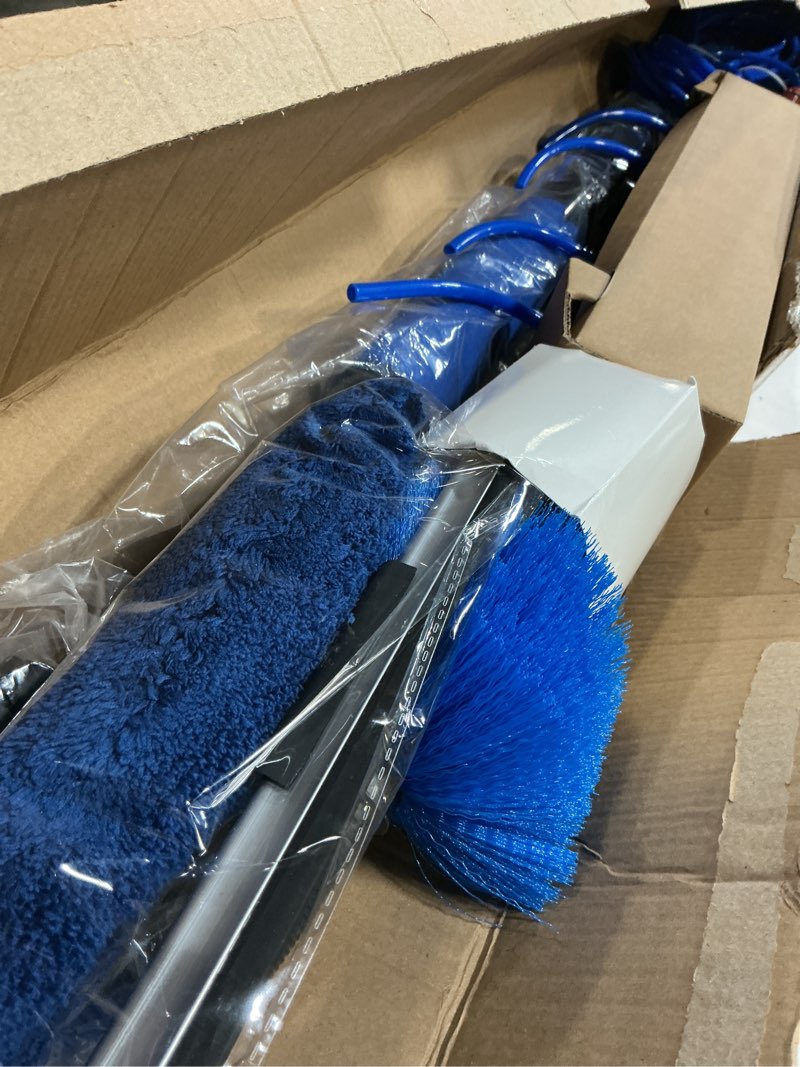 Condition photo showing New/Like New for 30ft reach solar panel cleaning brush kit with 5-24ft telescoping pole, water fed window cleaner tool with 20" brush, soap dispenser, cobweb duster, squeegee for roof, cv, gutter, boat, deck