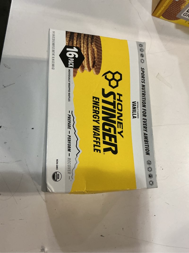 Condition photo showing New/Like New for ( BB/08/27/2026) Honey Stinger Organic Vanilla Waffle, Energy Stroopwafel for Exercise, Endurance and Performance, Sports Nutrition for Home & Gym, Pre and Post Workout, Box of 16 Waffles, 16.96 Ounce