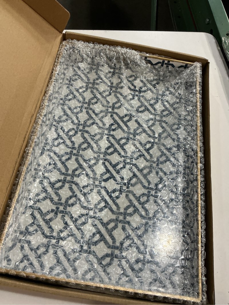 Condition photo showing Good Condition for spsyrine white serving tray, plastic marbling tray for coffee table, stylish rectangular decorative tray with handles, ottoman tray for living room, bathroom, 15.6” x 10.2"