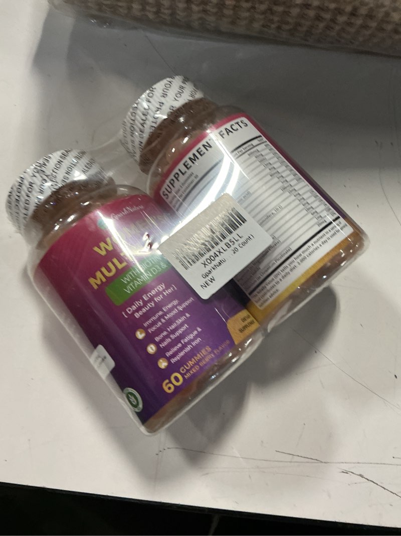 Condition photo showing New/Like New for exp-10/12/2027)multivitamin for women gummies with iron, magnesium, folate, biotin, zinc, womens multivitamin gummy vitamin d3 a c e, b complex, for beauty, energy, immune, bone, sugar free (120 count-2 pack) 60 count (pack of 2) 2