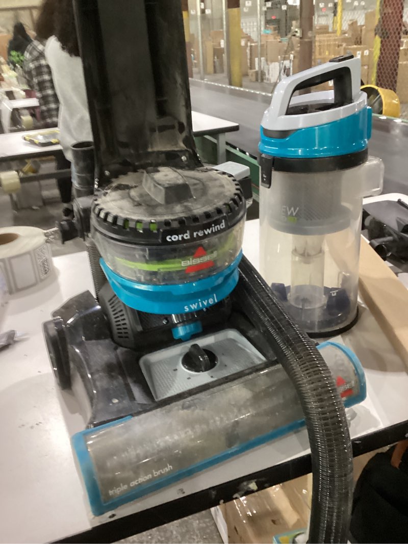 Condition photo showing As Is for NOT TESTED Bissell 2254 CleanView Swivel Rewind Pet Upright Bagless Vacuum, Automatic Cord Rewind, Swivel Steering, Powerful Pet Hair Pickup, Specialized Pet Tools, Large Capacity Dirt Tank, Teal