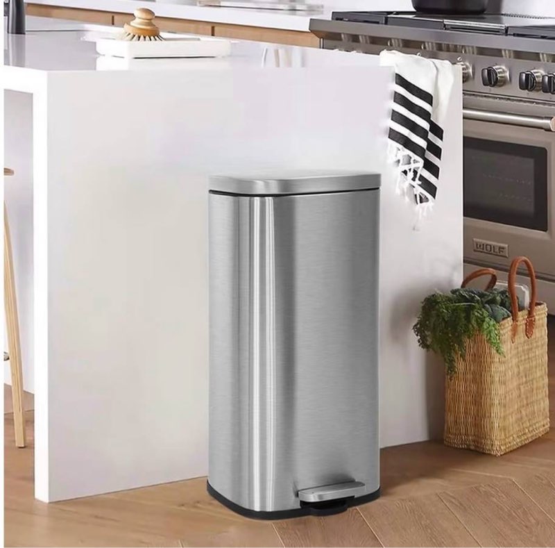 Stainless Steel 45L (12 Gallon) Soft-Close Trash Can – Removable Inner Bucket 