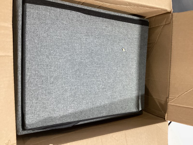 Condition photo showing Good Condition for bsketa storage ottoman bench with folding lid ?, foot stools opens on both ends, footrest foldable linen chest for living room, bedroom, entryway, end of bed storage blanket ottomans dark gray dark gray-linen