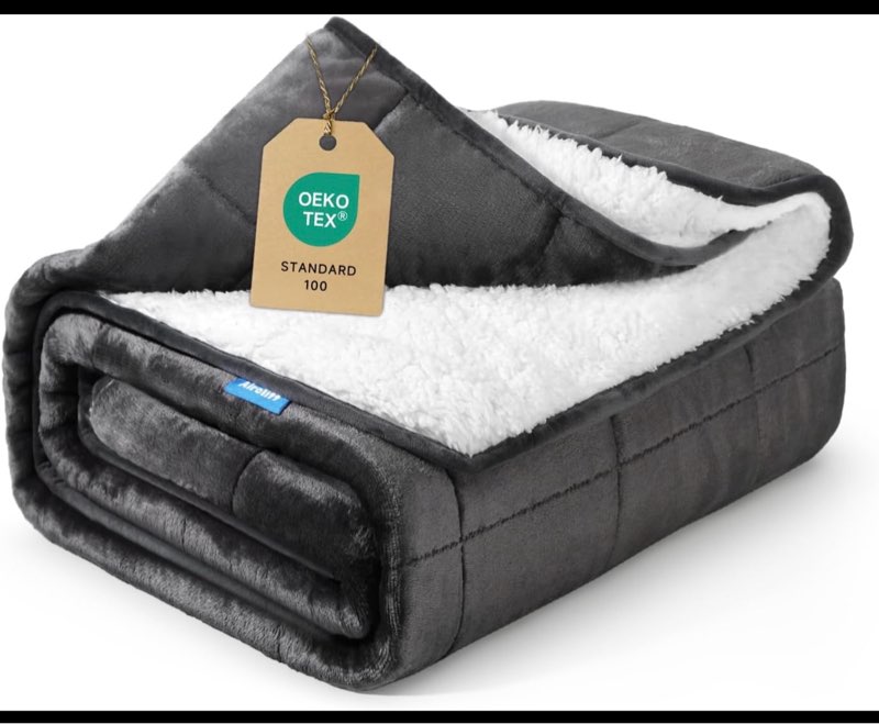 weighted blanket 15 lbs 60x80 inches, sherpa fleece throw blanket for adult, fuzzy fluffy soft cozy heavy blanket for couch sofa, plush thick and warm winter blanket queen size bed grey 60"x80" | 15 lbs
