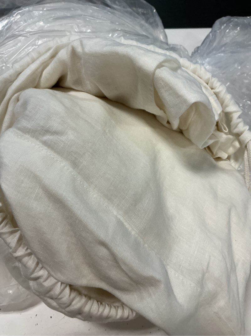 Condition photo showing Good Condition for quince european linen fitted sheet set king, ivory 