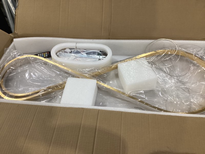 Condition photo showing Good Condition for **untested** luxury gold modern led pendant light - 39.4in modern chandelier for dining room kitchen island lighting gold l39.37\"