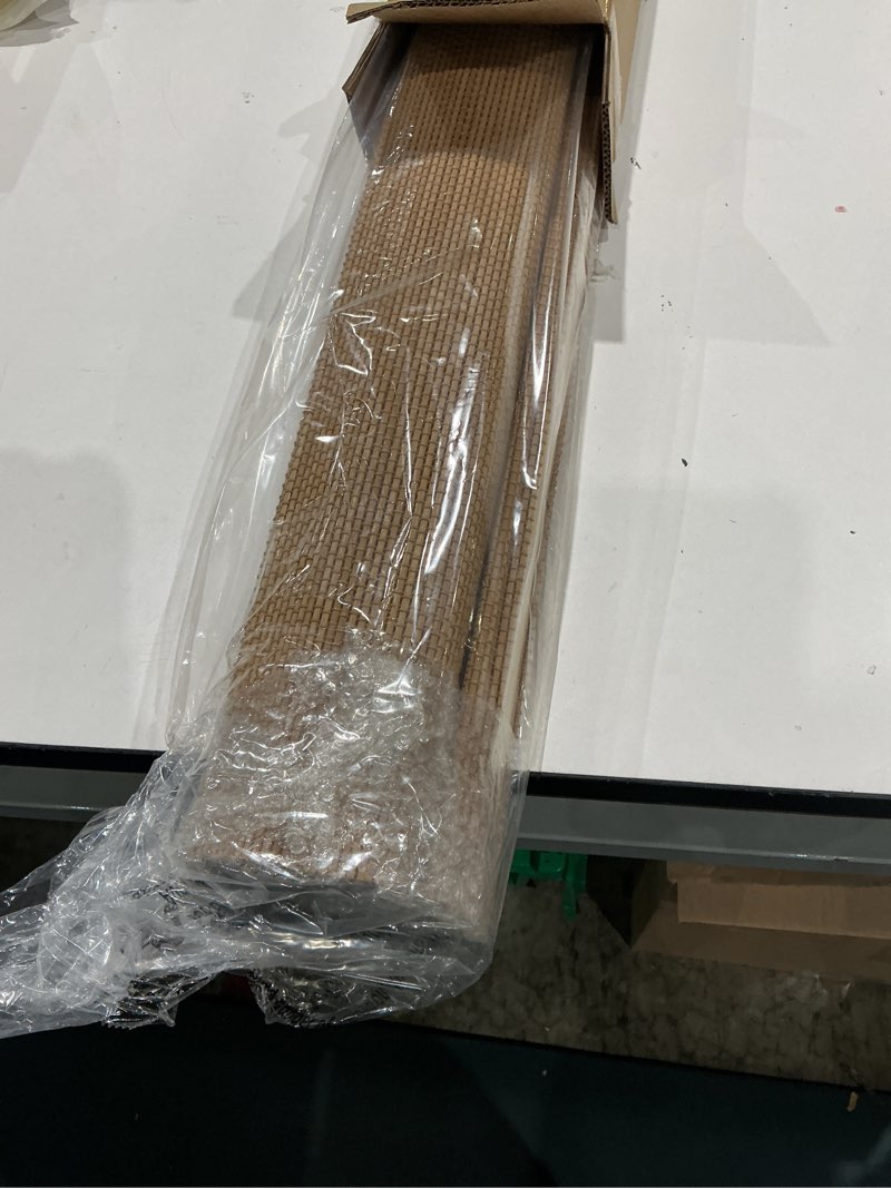 Condition photo showing Good Condition for unishades no drill cordless bamboo roman shades, light filtering woven natural bamboo window covering, easy install roman style shade, for window size 35.5" w × 64" h - carbonized ?thin bamboo strips?carbonized 35.5" w × 64" h