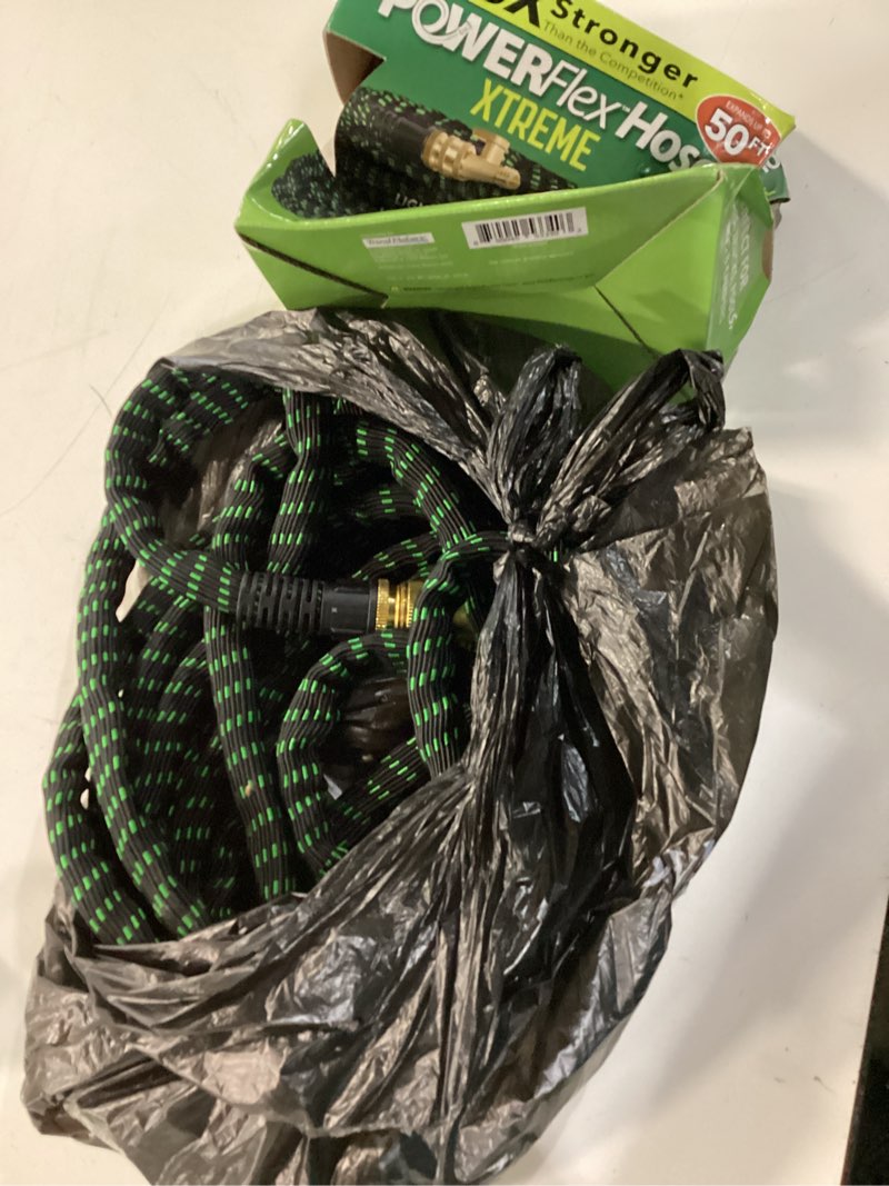 Condition photo showing As Is for flex-able hose flex-able xtreme hose 50ft - kink free, expandable, heavy duty, green garden hose