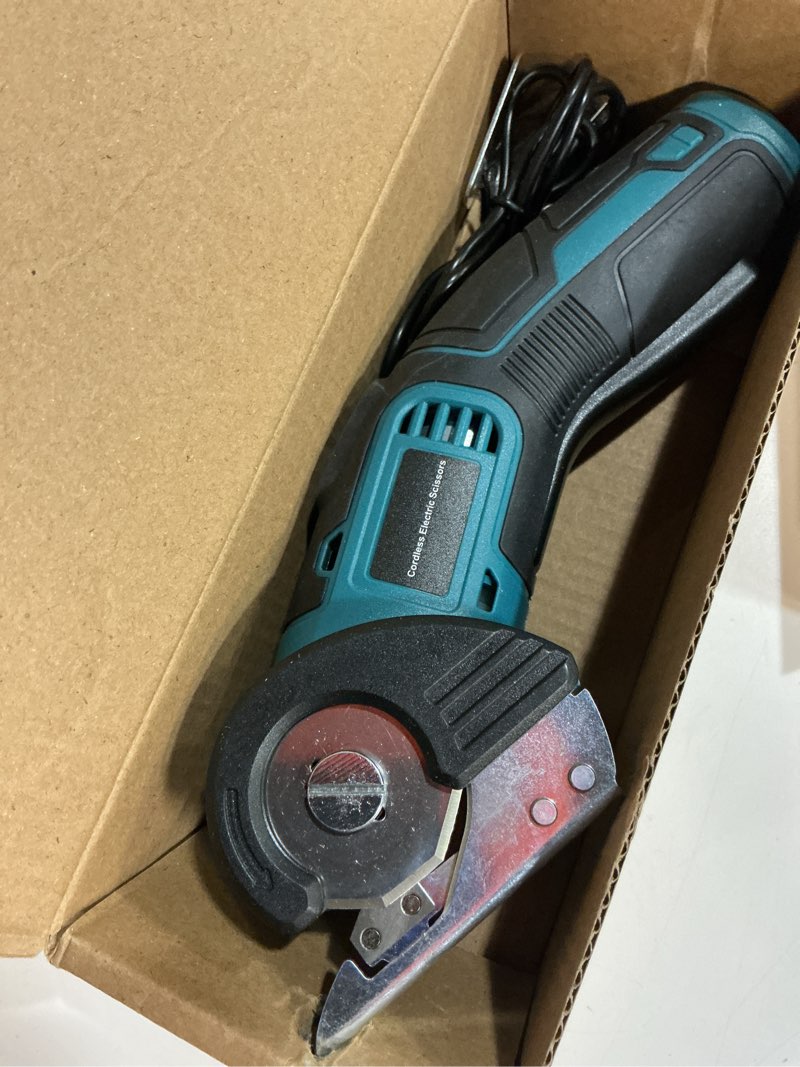 Condition photo showing Good Condition for 4V Cordless Electric Scissors Heavy Duty Cardboard, Fabric, Leather & Carpet Cutter with Brushless Motor & USB-C Charging, Includes 2 Tungsten Blades Tool Kit for DIY, Crafting, Industrial Use