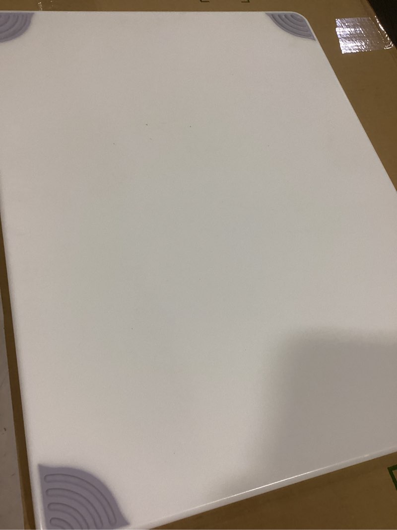 Condition photo showing As Is for san jamar saf-t-grip plastic cutting board with safety hook, 12" x 18" x 0.5", white white 1