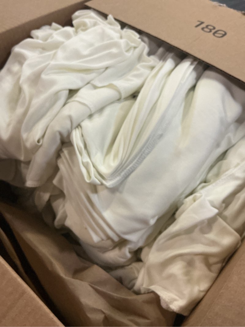 Condition photo showing Good Condition for 50ft×12ft Ivory Backdrop Curtain for Wedding Parties, 10 Panels Wrinkle Free Polyester Photo Backdrop Drapes Back Drop Cloth for Birthday Photography Background W5' x H12'(10 panels) Ivory