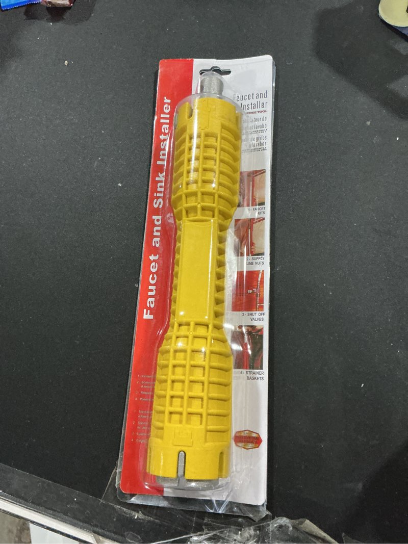Condition photo showing New/Like New for (Similar to stock photo ) SYCOOVEN 8 in 1 Faucet and Sink Installer, Multi-Purpose Wrench Plumbing Tool, Double Head Sink Installer Tool Water Pipe Spanner Tackle for Kitchen Plumbers and Homeowners(Red)